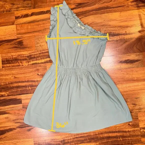 NWT Entro Sage One Shoulder Ruffle Mini Dress Large - Picture 6 of 6